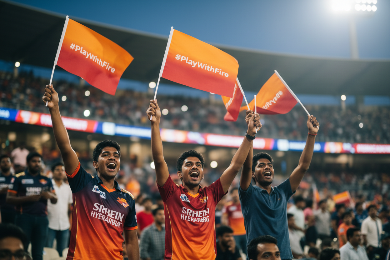 #PlayWithFire Hand Flag | 1.5 x 1 Feet | H Cricket Fan Flag