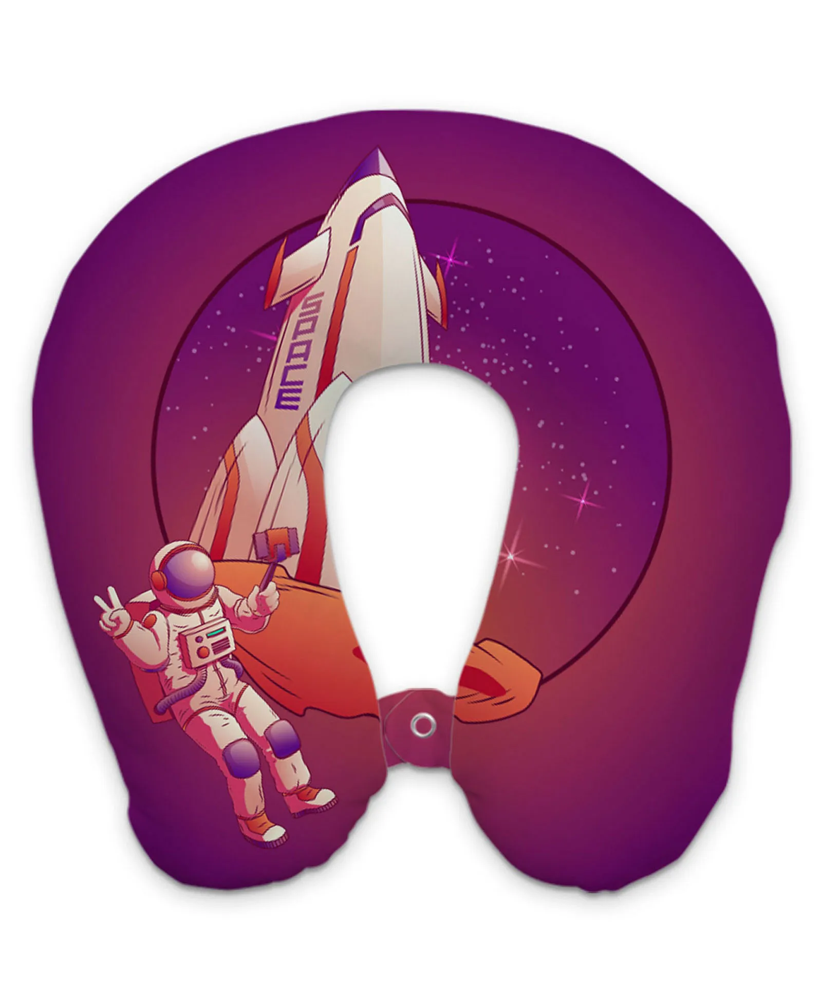 Space Astronaut Travel Neck Pillow – Rocket & Cosmonaut Print