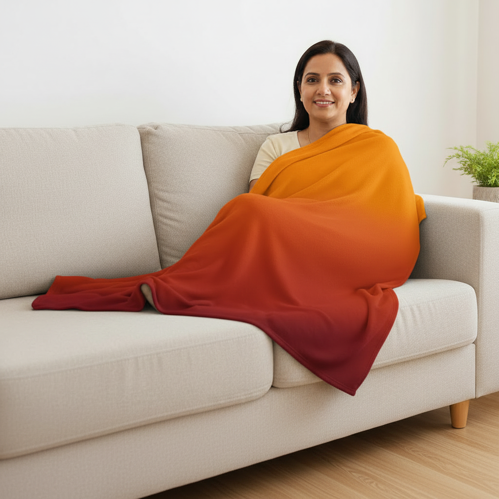 Sunrisers Fleece Blanket - Orange Maroon Gradient