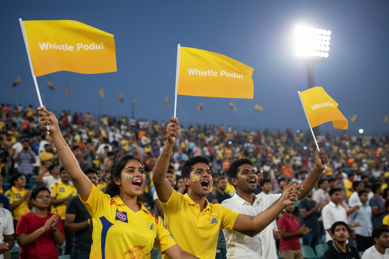 SK Hand Flag 1.5x1 ft – Whistle Podu! |  Super Kings Fan Flag