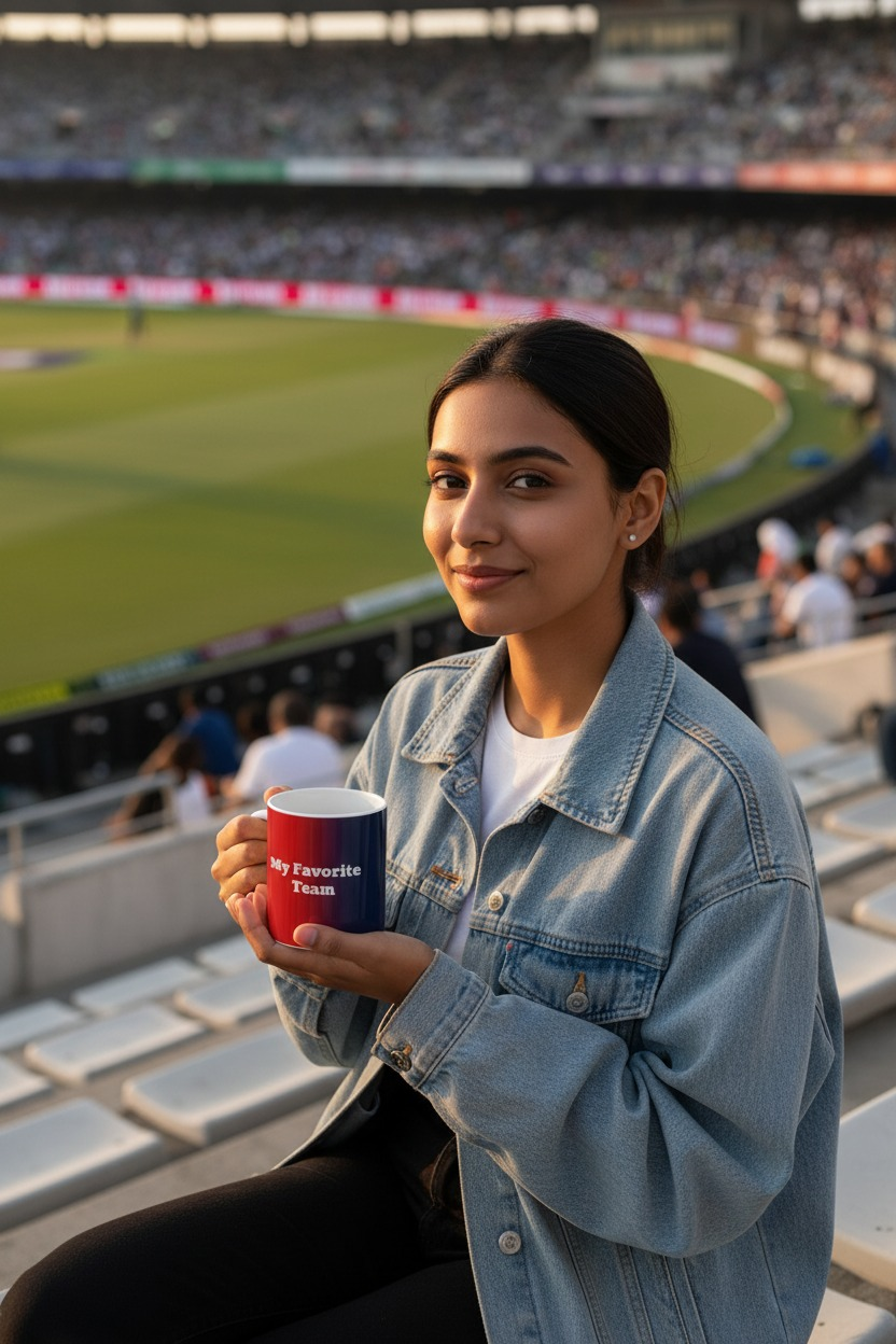 Bangalore Challengers Cricket Fan Personalised Mug - Red to Navy Sport Design