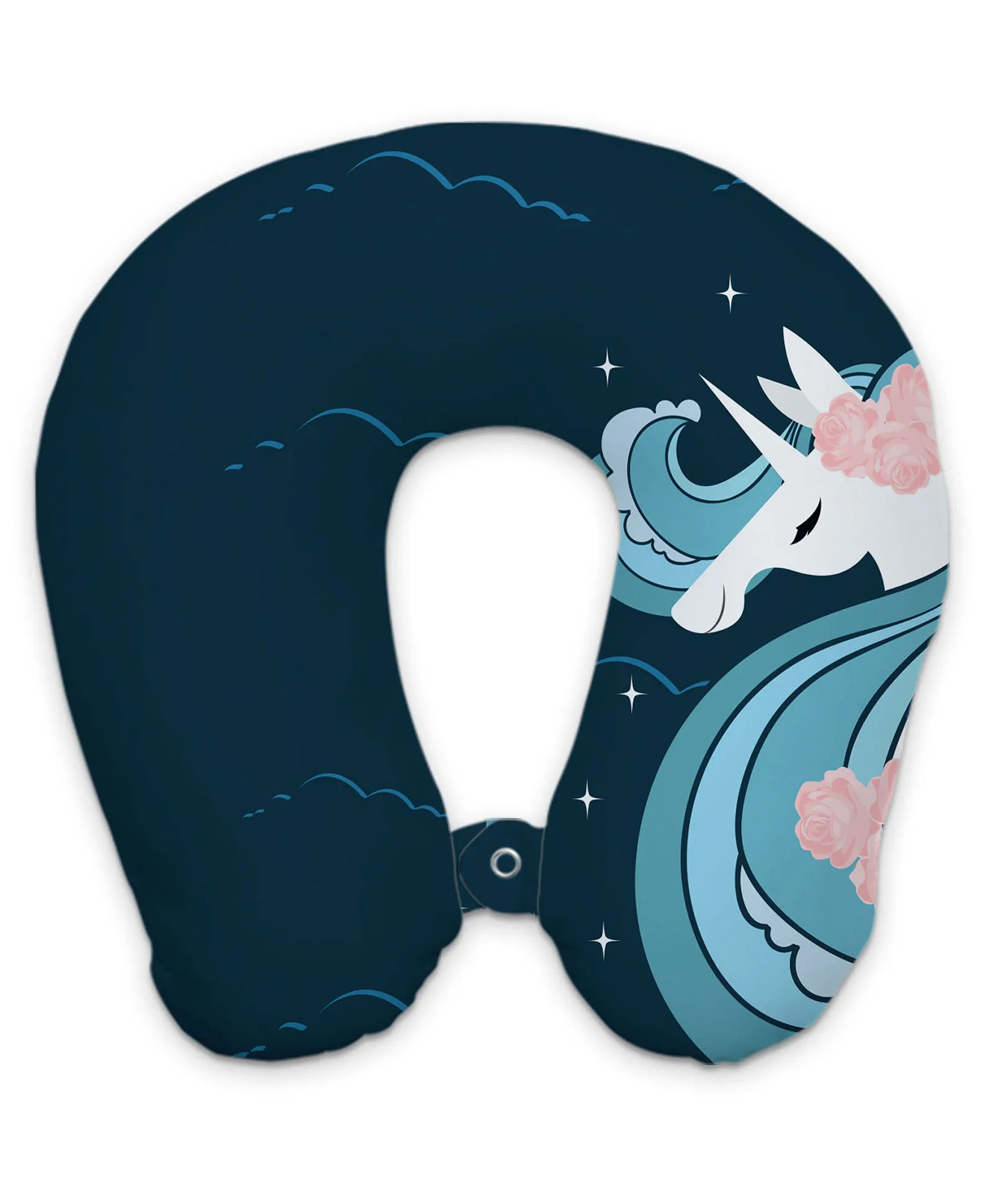 Unicorn Kids Travel Neck Pillow – Navy Blue Dreamy Print