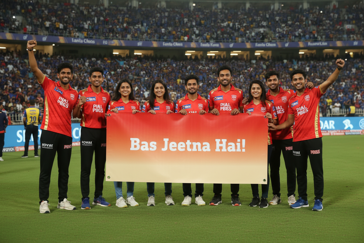 Bas Jeetna Hai! Large Cricket Fan Banner – Satin Finish | Personalised