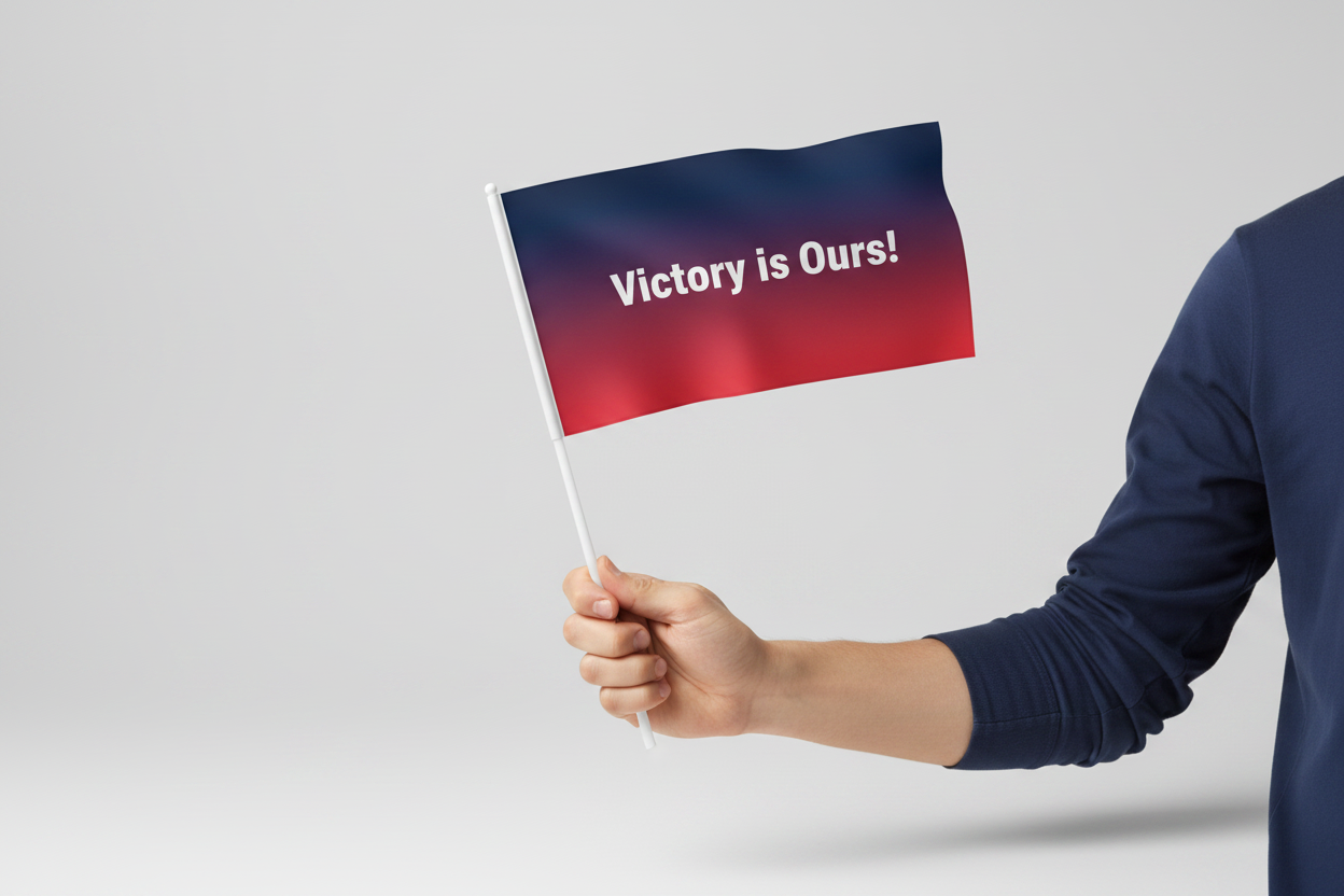 Victory is Ours! Cheering Flag 9x6 in-| CB Fan Flag