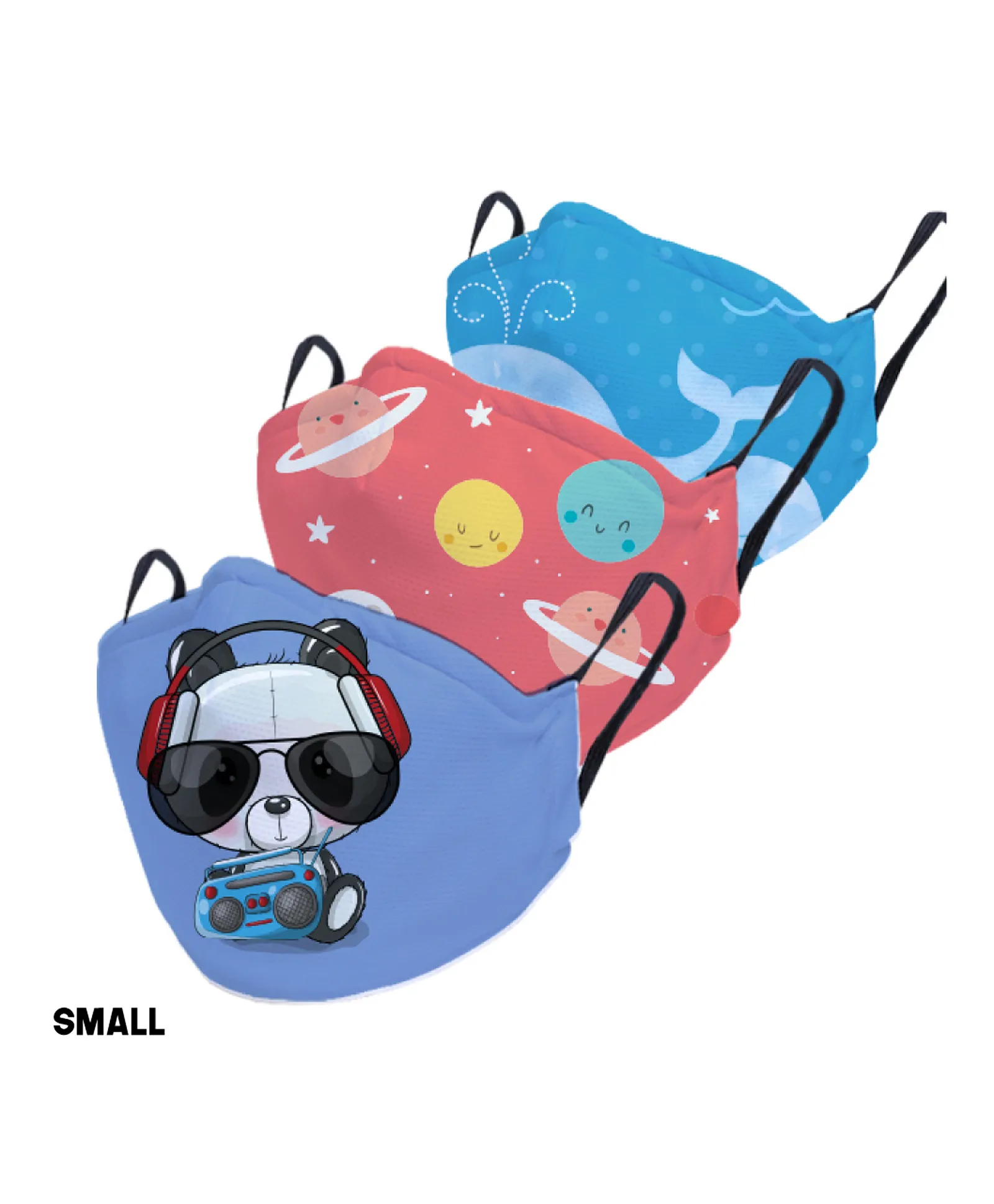 Blue Whale, Cute Planets & DJ Panda Face Mask | Pack of 3