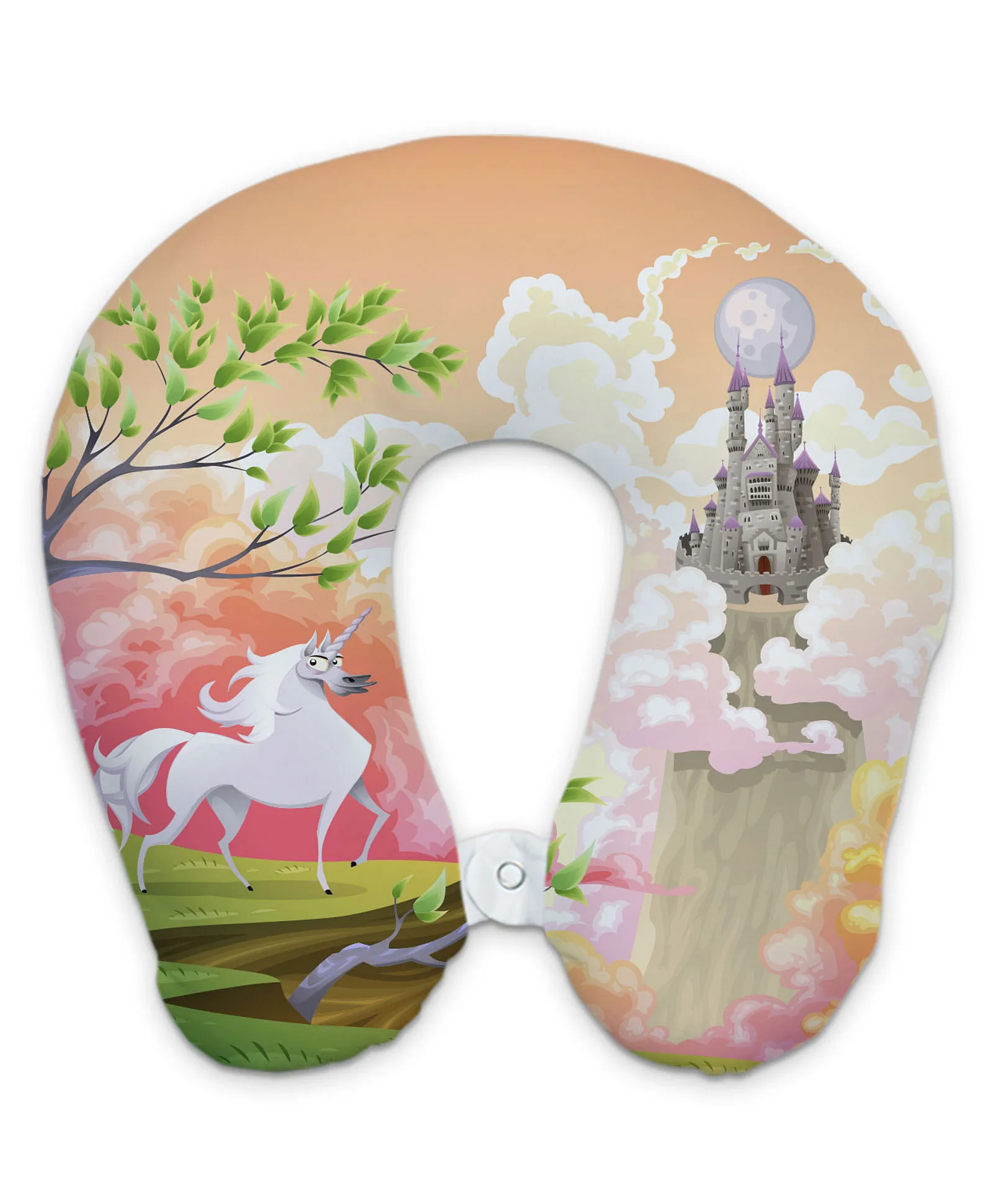 Unicorn & Castle Travel Pillow – Fantasy Dream Design