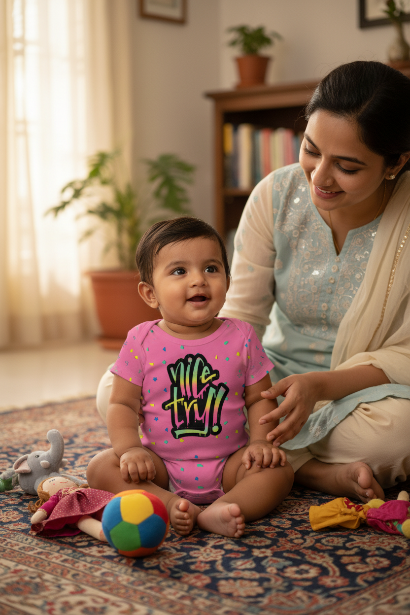 Nice Try romper natural moment