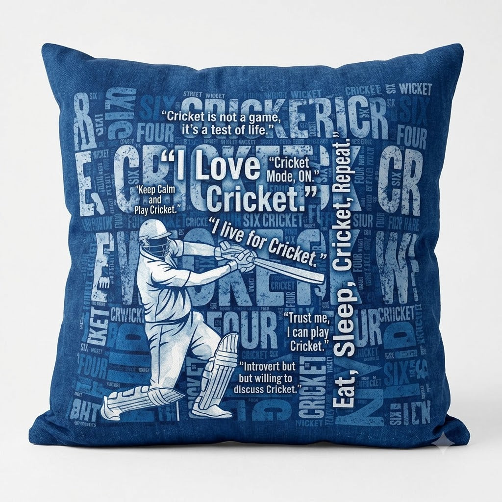 Cushion - Cricket Quotes Typography