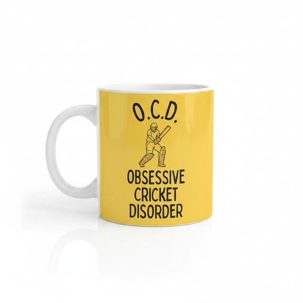 OCD Mug - Obsessive Cricket Disorder , Cricket Fan Gift - close-up detail