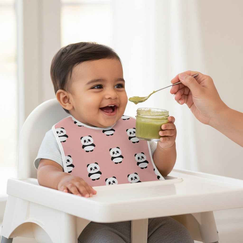 Panda Party Baby Bib | Pink All-Over Print