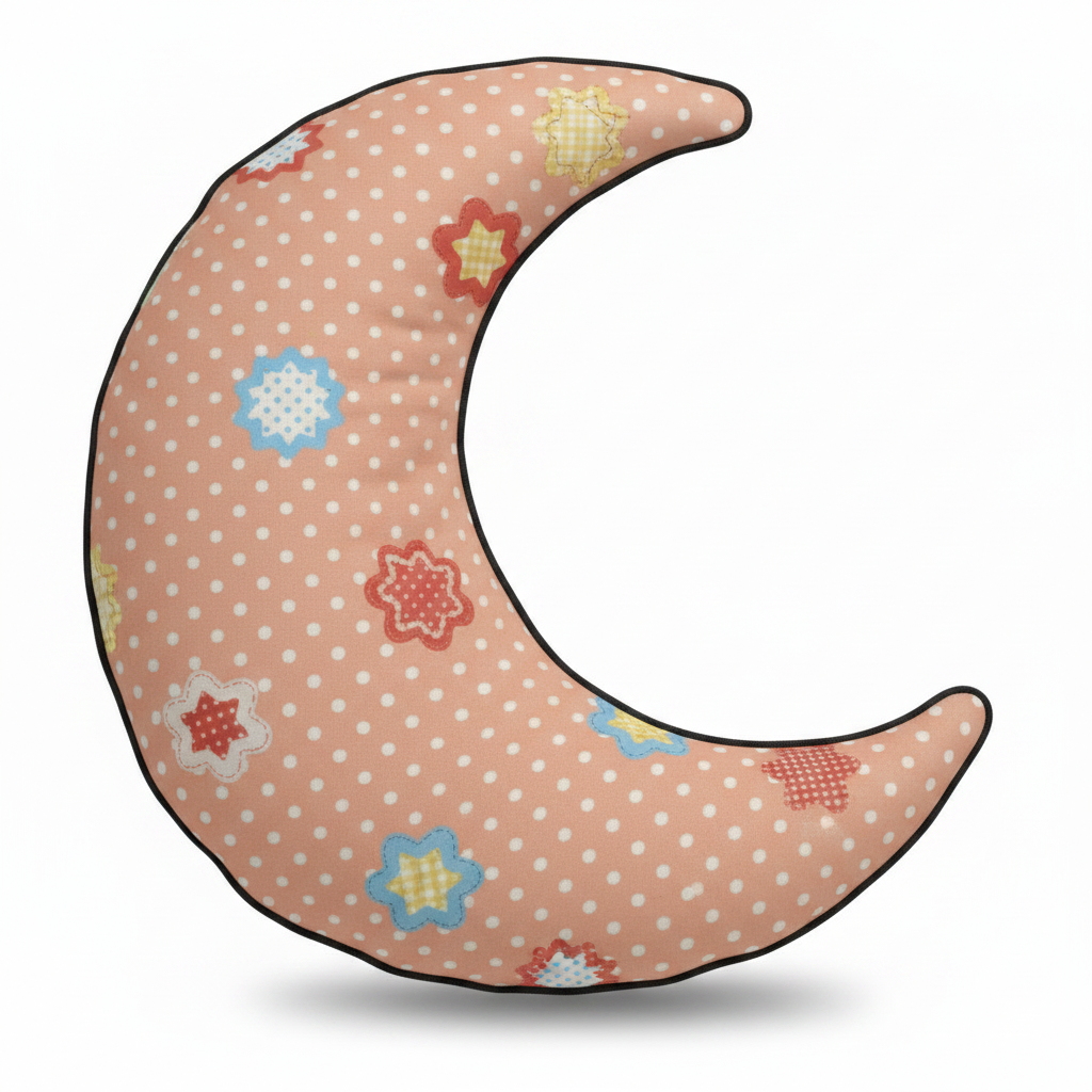 Peach Polka Dot Moon Cushion - Puffy Shape