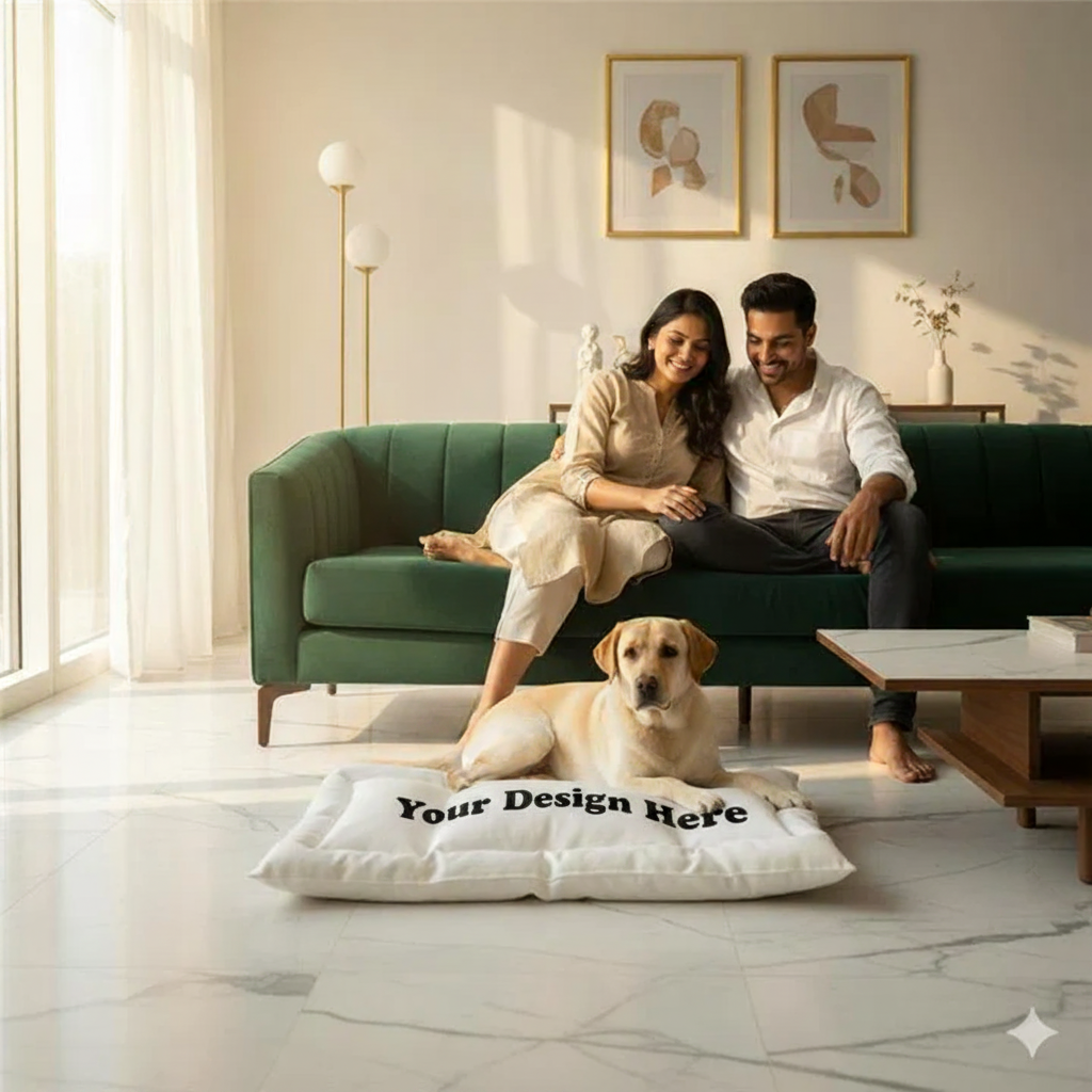 Pet Mat Mockup - Indian Couple with Labrador