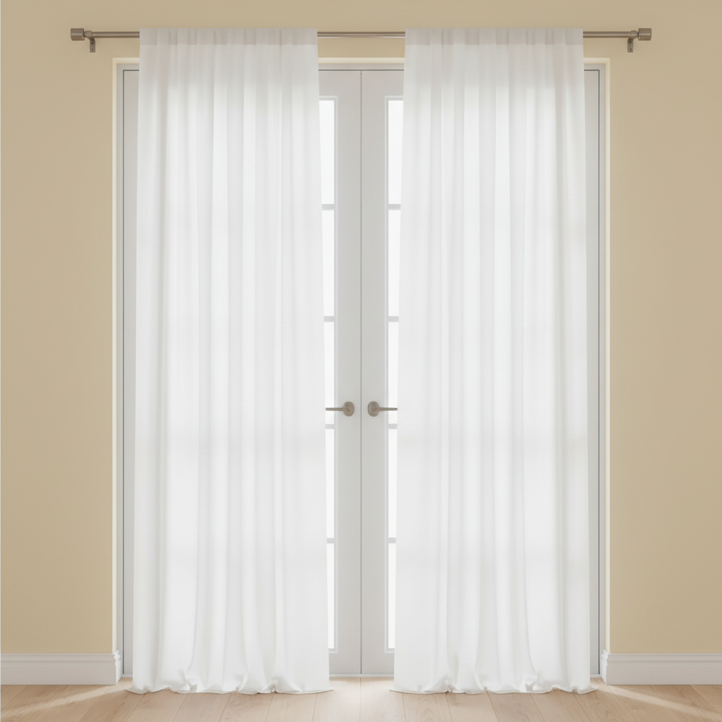 White Sheer Door Curtain - White Sheer Customizable Door Curtain- Set of 1