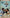 Happy Birthday Pearl Party Banner - Blue Teal 5 Photo Collage Custom Printed Satin