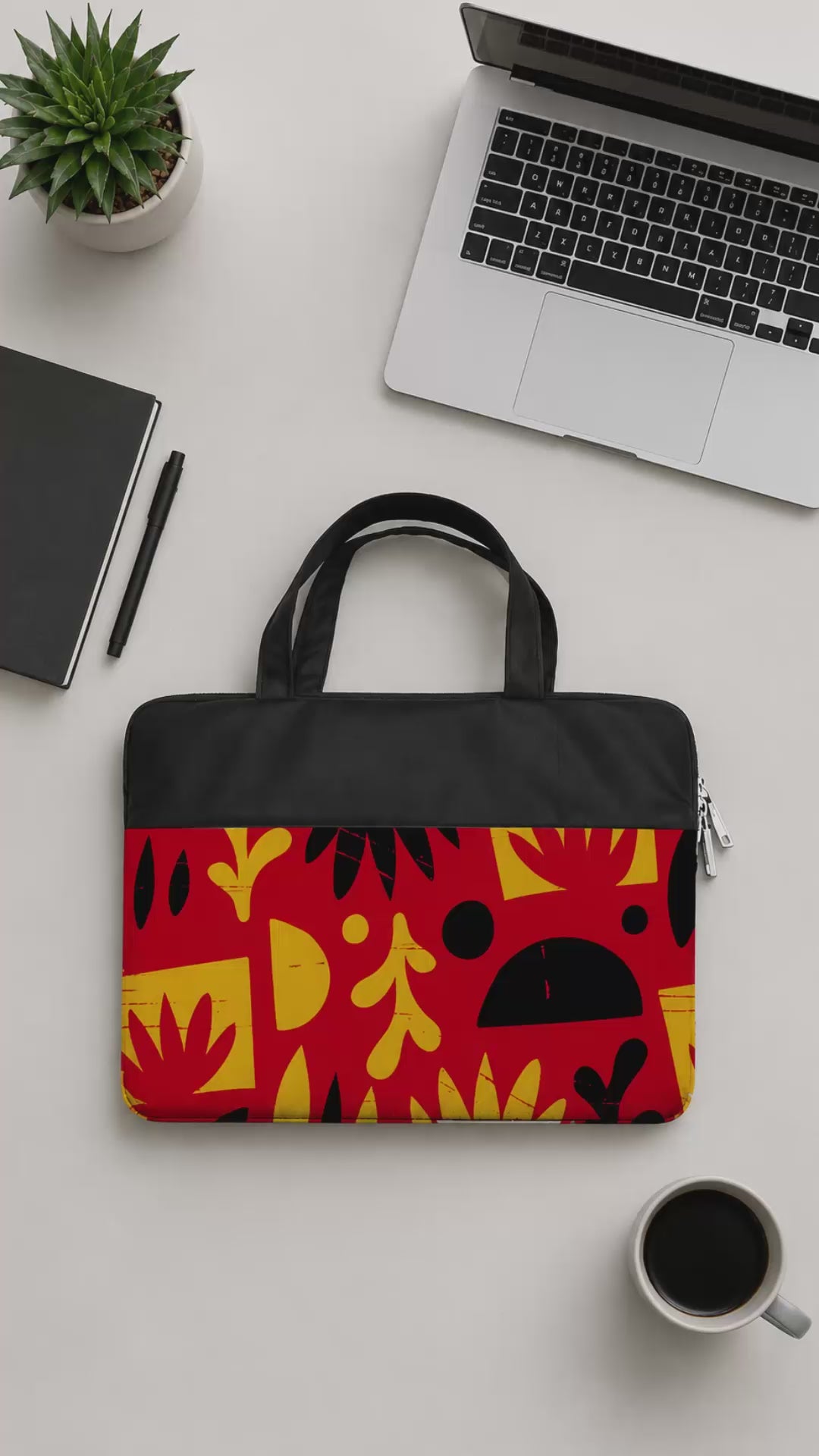 Custom Printed Laptop Bag – Abstract Tropical Print | Personalised Canvas Laptop Sleeve