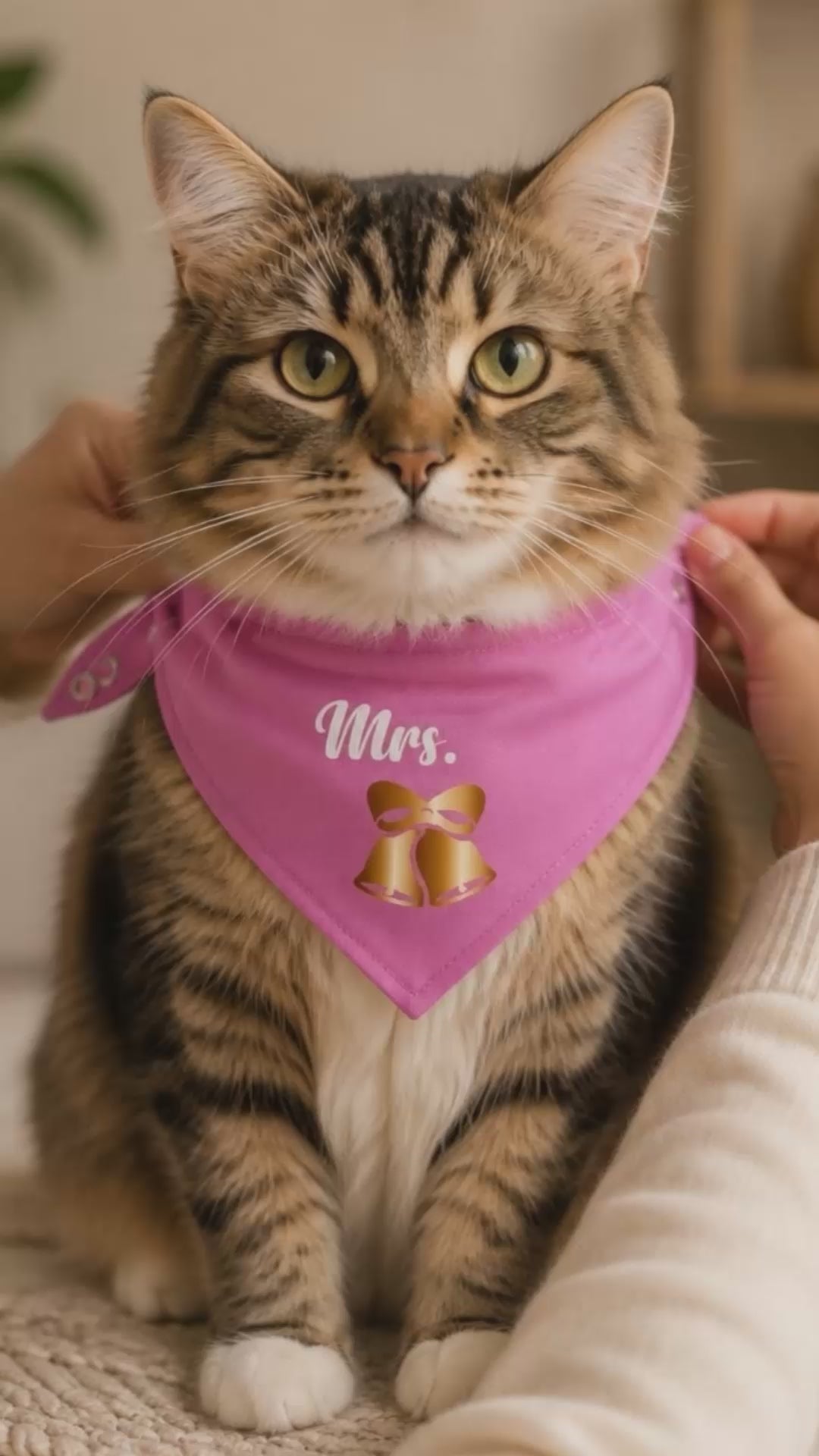 Mrs. Wedding Bells Pink Cat Bandana