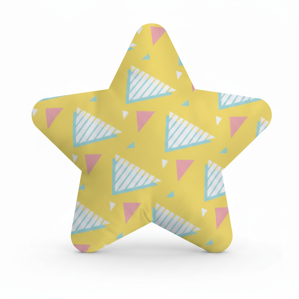 Retro Pastel Triangles Star Cushion Mockup