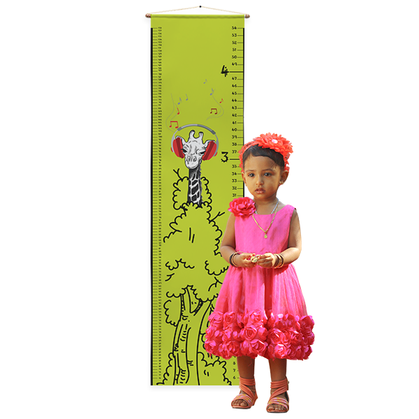 Height Chart - Giraffe on Green