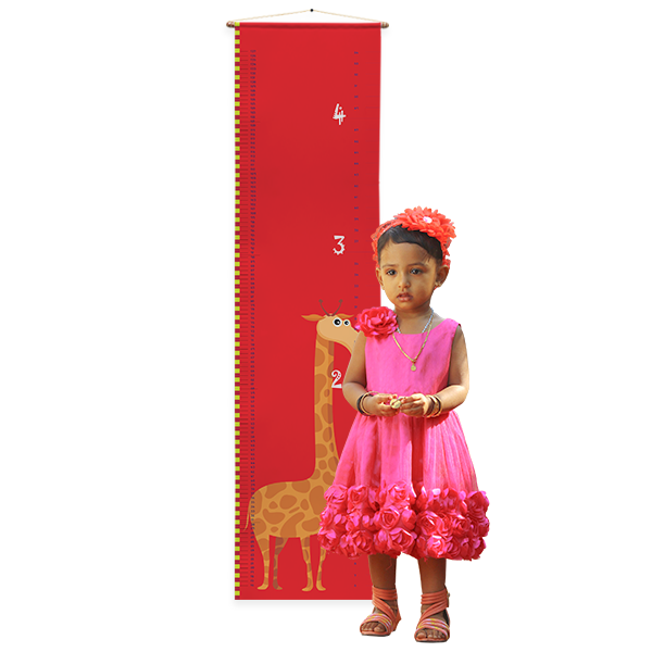 Height Chart - Giraffe on Red