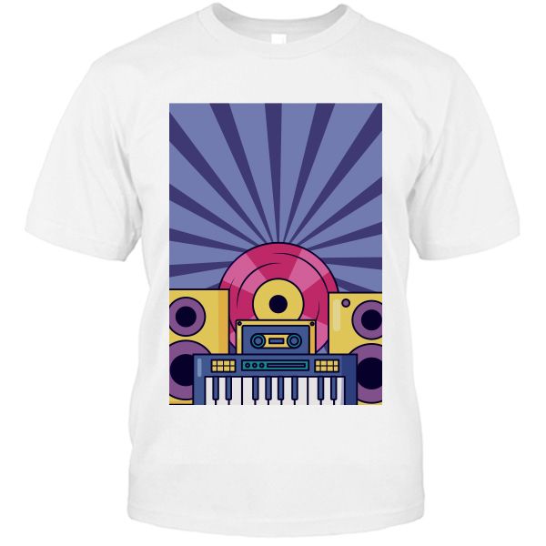 Music Design Mens A3 Print T-shirt Multi Washable