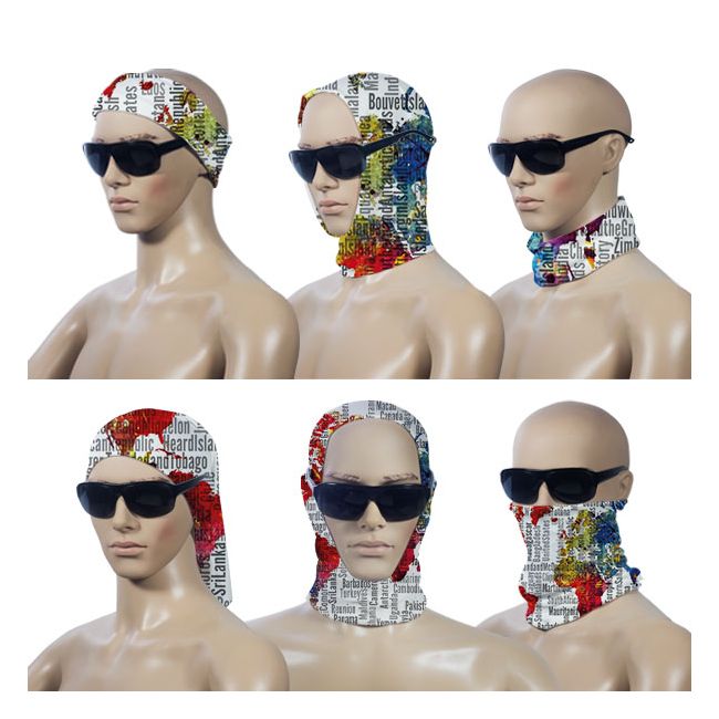 Men's Bandana - World Map Typography Country Names Lycra Headwear