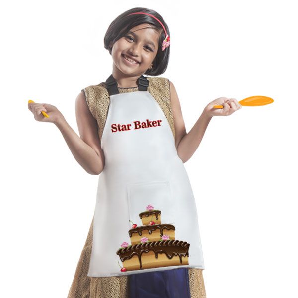 Star Baker text Printed Custom Designed Personalised Kids Apron For Boys and Girls