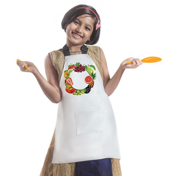 White Color Background Custom Printed Personalised Kids Apron Beautiful