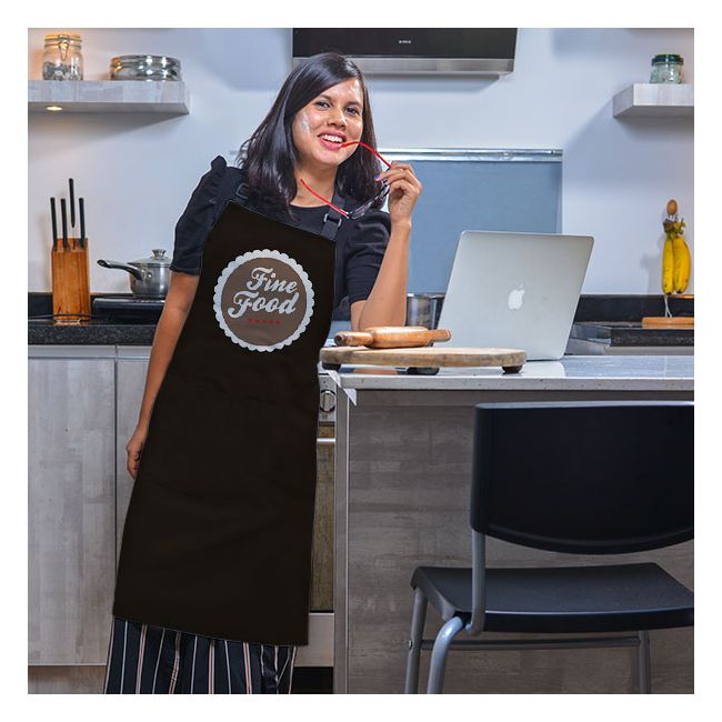 Fine Dad Text Printed Customised Full Apron in 3 Varied Sizes Suitable for Kids, Women and Men