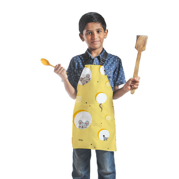 Yellow Color Background Custom Printed Personalised Kids Apron Beautiful and Fashion