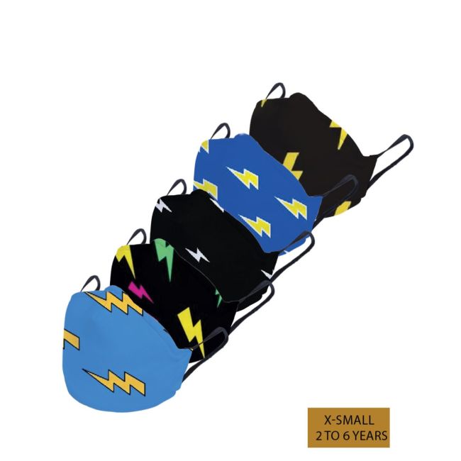 Customised Face Mask Pack of 5 – Lightning Bolt Design