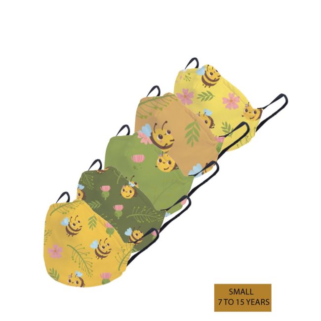 Customised Face Mask Pack of 5 – Cute Bees & Floral Design