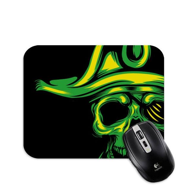 Green Flame Skull Personalizable Mouse Pad