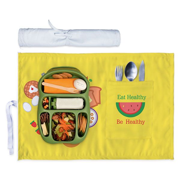 Personalized School Lunch Mat with Cutlery Pocket - Free Customization