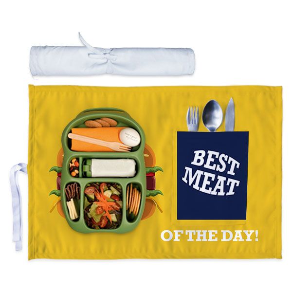 Personalized School Lunch Mat with Cutlery Pocket - Free Customization