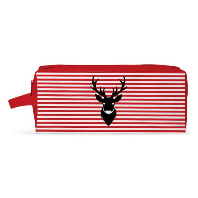 Red Stripes Stag Toiletry Pouch | Customised Printed Travel Bag