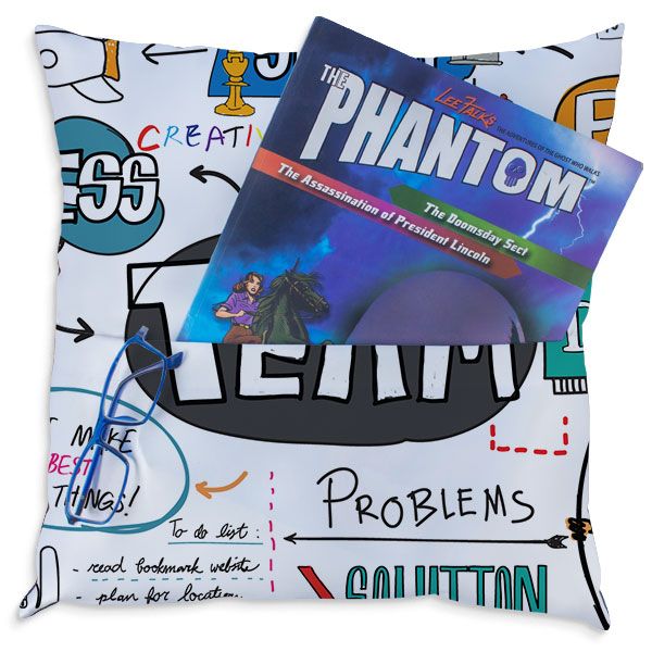 Team Strategy Doodle Cushion Cover - White Colourful Business Motivational