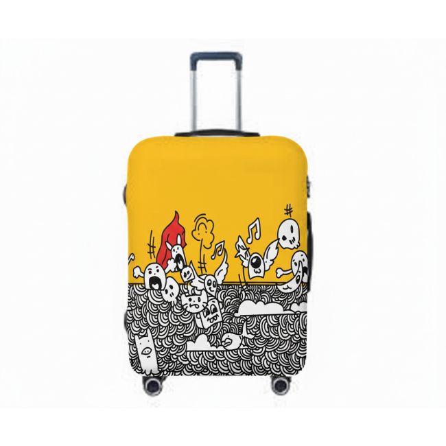 Doodle Trolley Cover , Luggage Cover , 100% Customisable - close-up detail