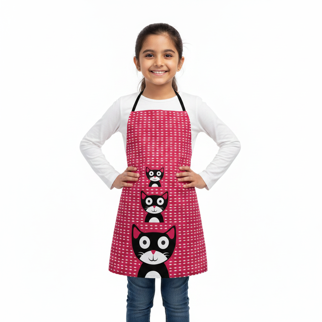 Stacked Cats Kids Apron – Indian Girl Lifestyle 1:1