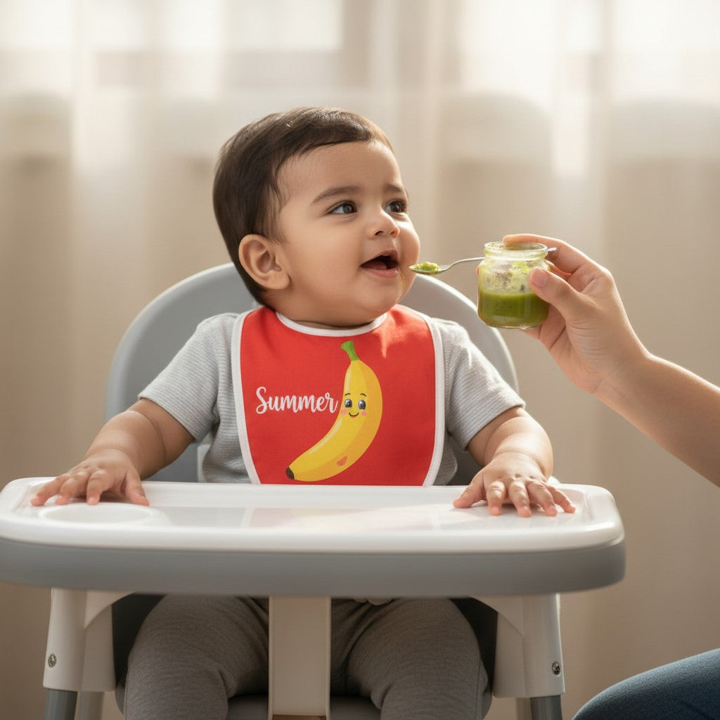 Summer Banana Baby Bib | Red Fruit Print