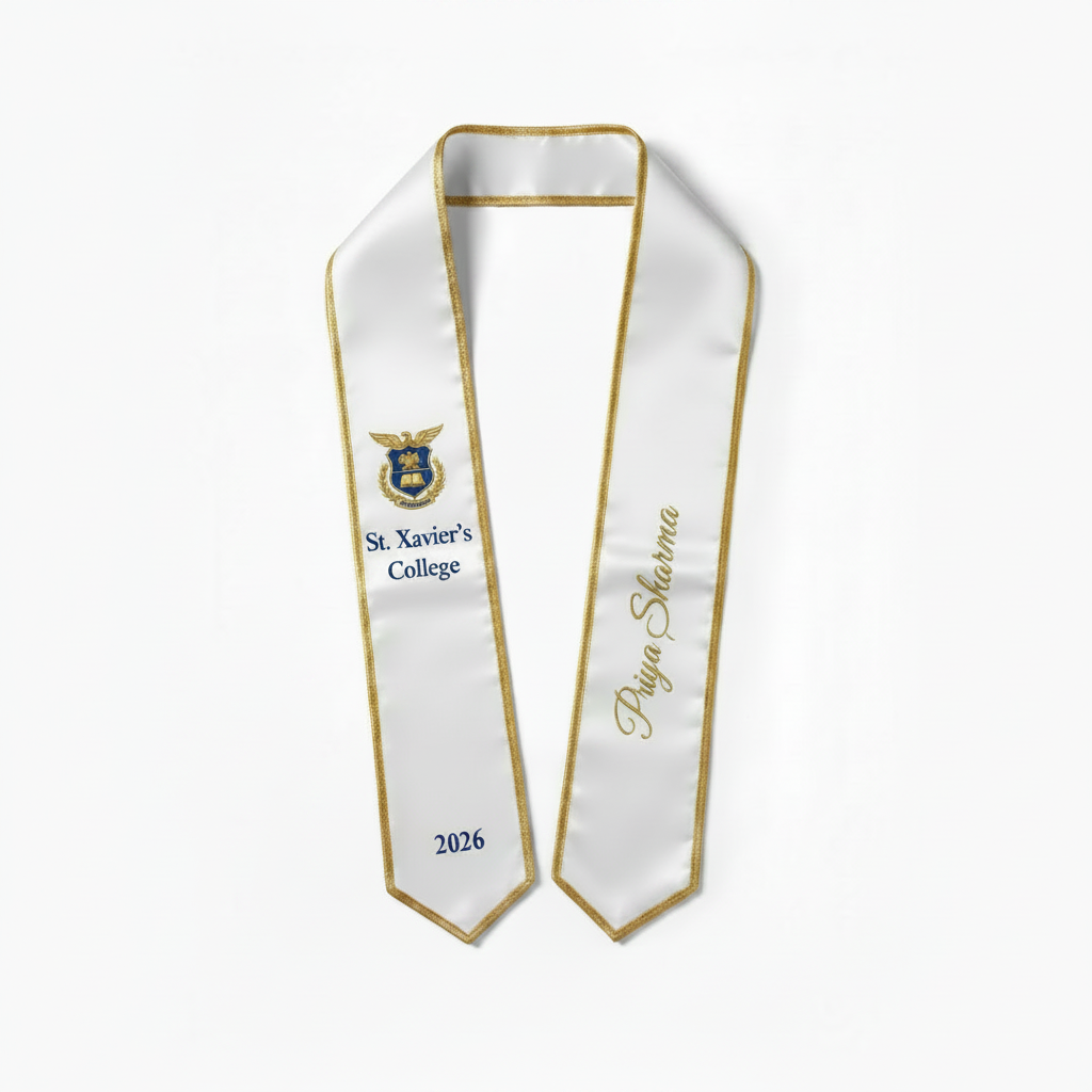 White Graduation Sash – 1:1 Square